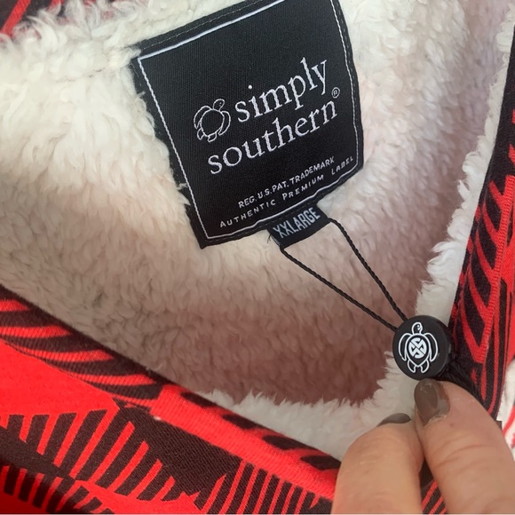 Simply Southern (NWT) Buffalo Red Plaid Sherpa Fleece (XXL) Merry & Bright Sleep - Picture 8 of 8
